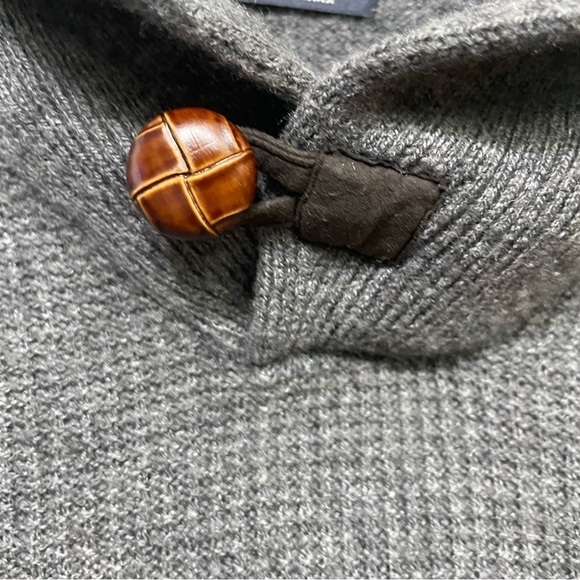 Hart Schaffner Marx Gray Shawl Collar Sweater M Lambswool Elbow Patch - Picture 5 of 11